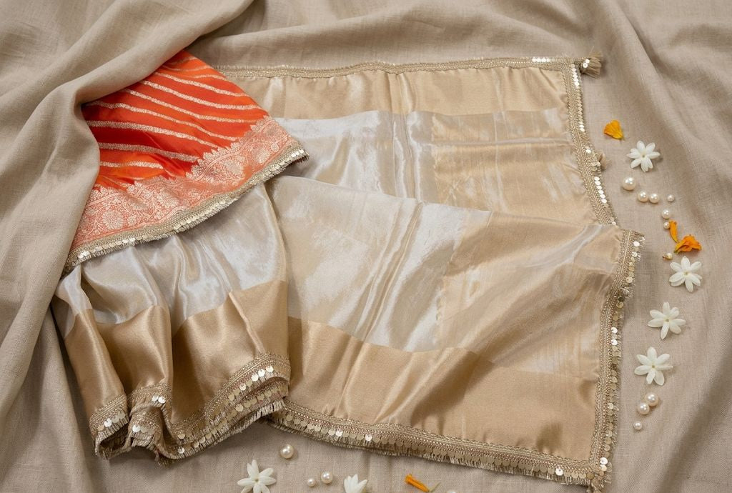 Gilded Champagne Rafa Silk Saree