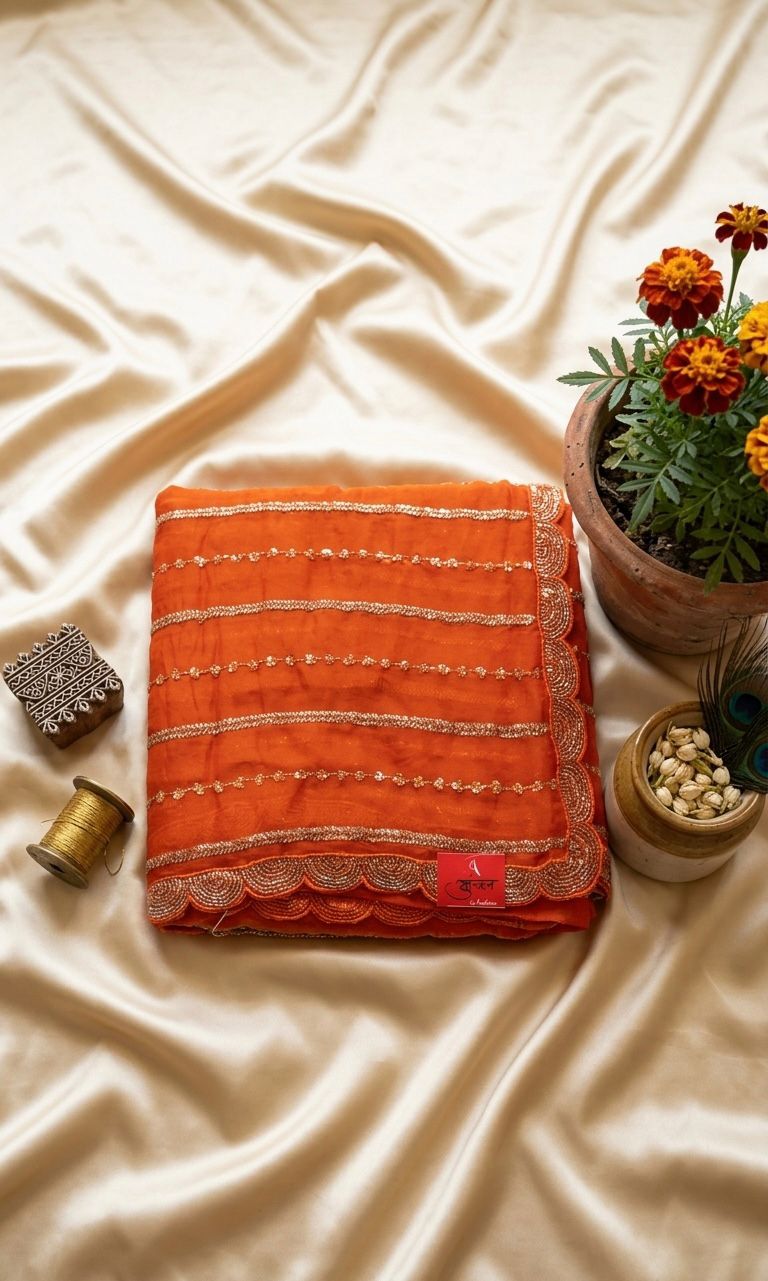 Noor Teal Embroidered Saree