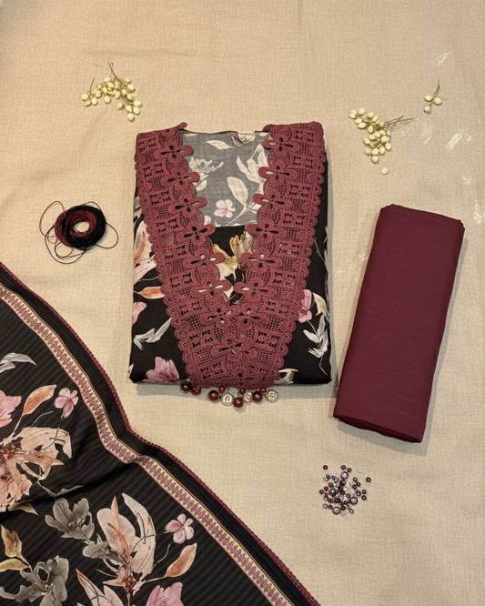 The Midnight Burgundy Floral Set