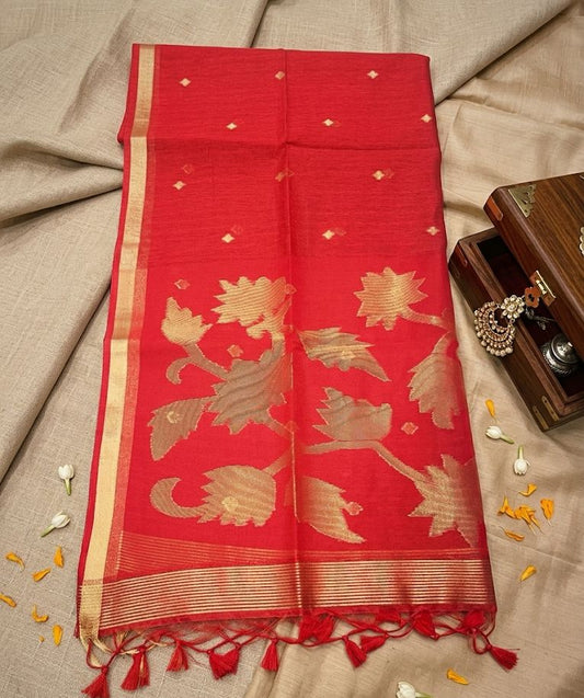Crimson Heritage Khadi Cotton Saree